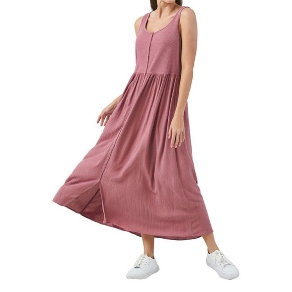 Frye Midi Mauve Tank Button Up Dress Square Size Small Staple Cottage Core - Picture 1 of 8